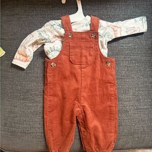 Rust Corduroy Overalls for newborn